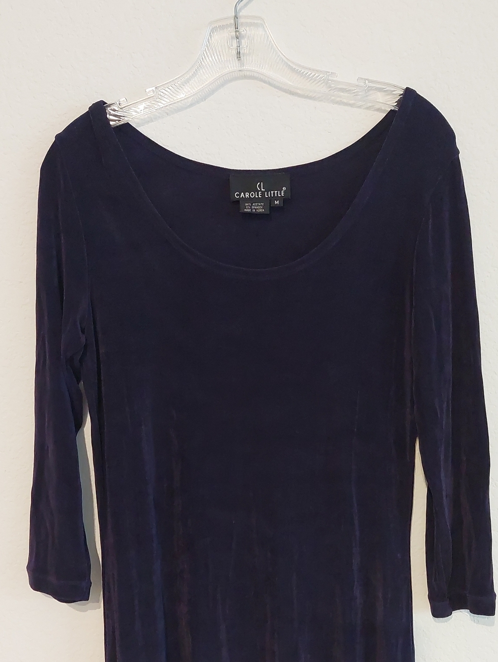 CAROLE LITTLE Purple Slinky Long Sleeve Mid Length Dress NWOT